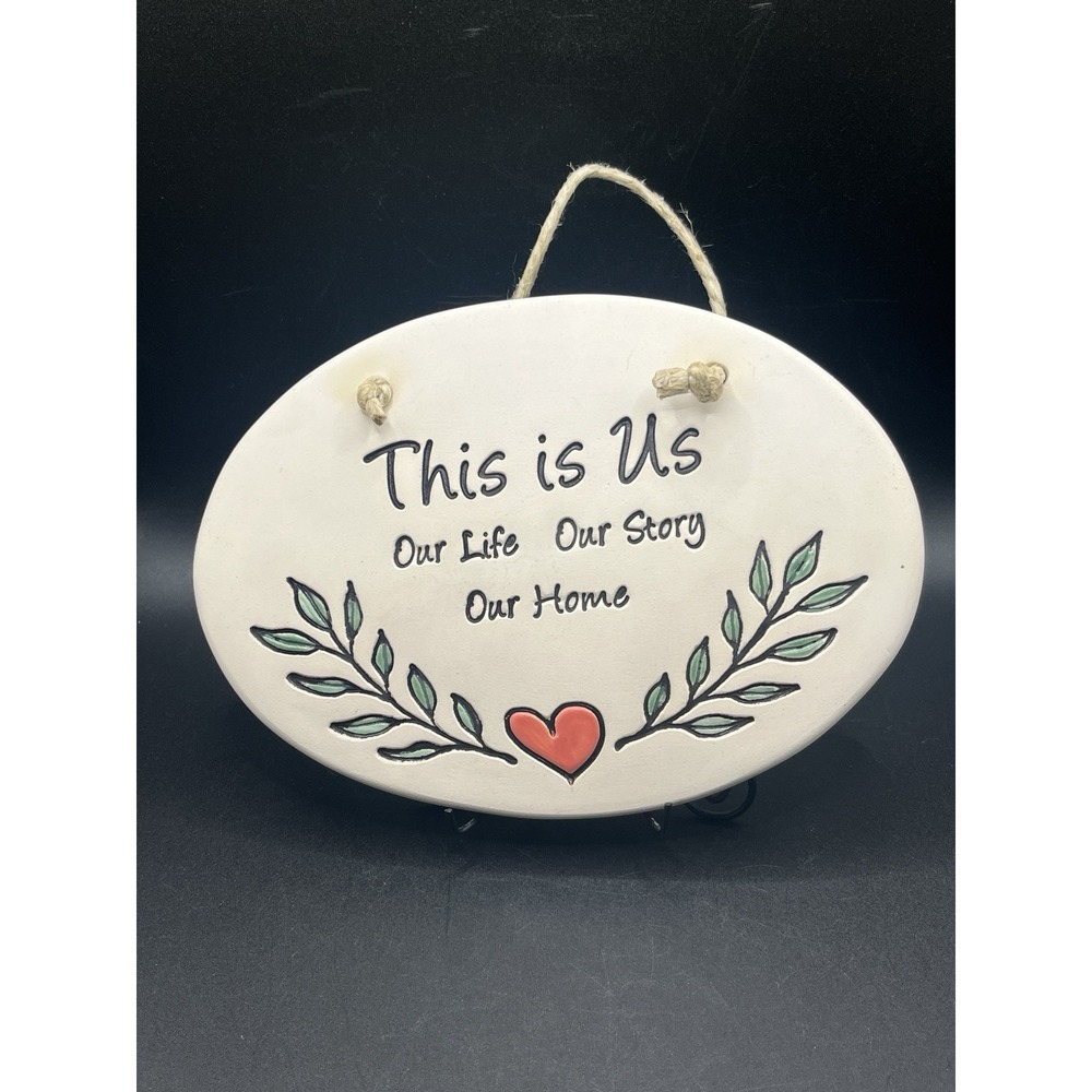 August Ceramics 'This Is Us, Our Life, Our Story, Our House' Hanging Wall Plaque